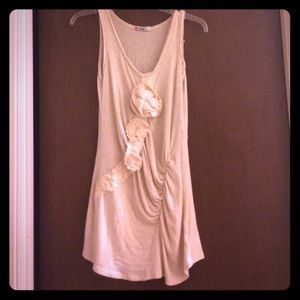 Beige 3D floral tank top